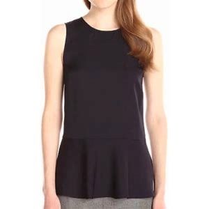 THEORY | 100% Silk Black Peplum Sleeveless Blouse L